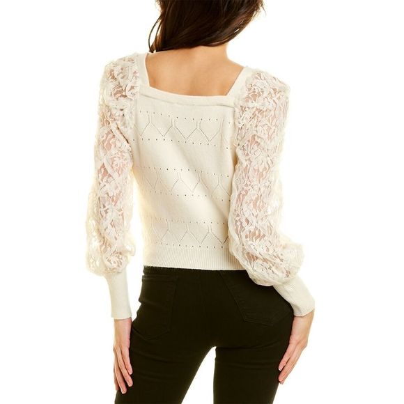 Harper Womens Pointelle Sweater, White - Picture 2 of 3